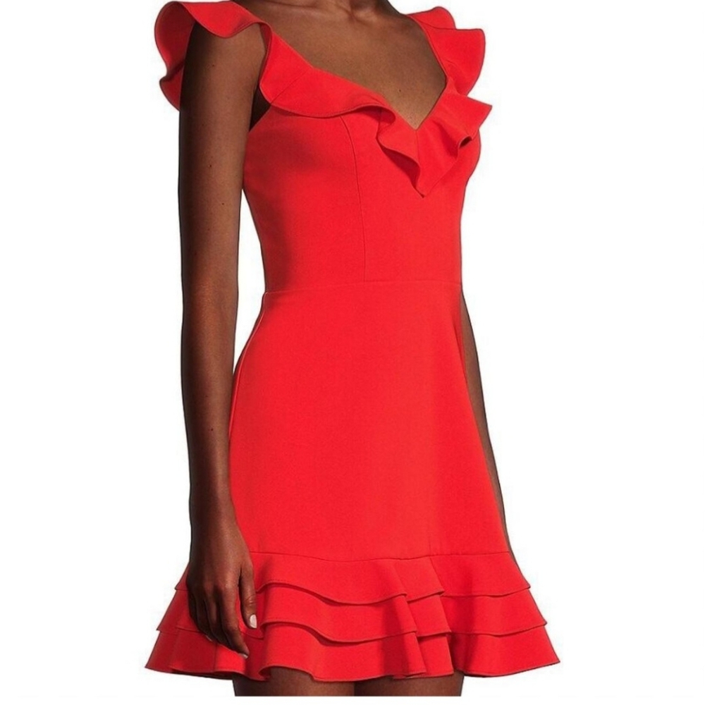 Aidan by Aidan Mattox Red Ruffle Mini Dress